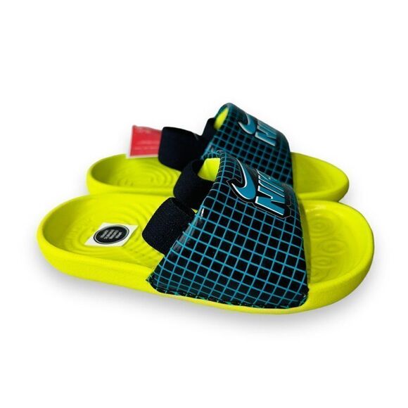 Nike Kawa Slide SE Black / Cyber / Aquamarine CW1658-001 Infant 7 - Picture 4 of 11